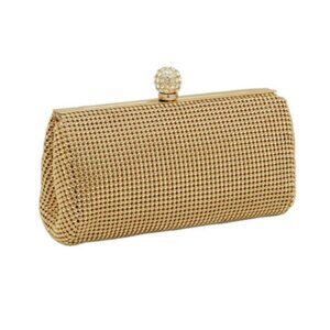 BNWT Whiting & Davis Gold Crystal Ball Clutch